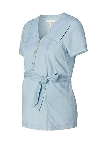 ESPRIT Damen Blouse Nursing Short Sleeve Bluse, Lightwash-950