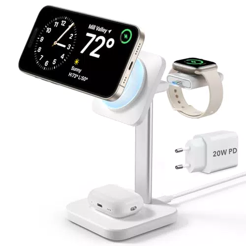 MagSafe Ladestation für Apple Watch und iPhone - 3-in-1 Ladegerät - Weiß