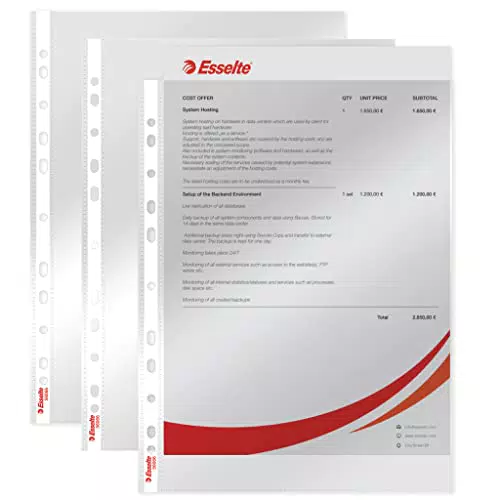 Esselte Prospekthüllen A4, glänzende Oberfläche, 0,055 mm PP-Folie, Modell 56066