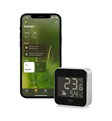 Eve Weather - Smarte Wetterstation mit Thermometer, Hygrometer & Wettertrend, IPX4, kabellos - Apple HomeKit