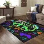 Gamepad-Teppich für Gamer im Teenageralter - Buntes Design - Ideal für Wohnzimmer und Schlafzimmer