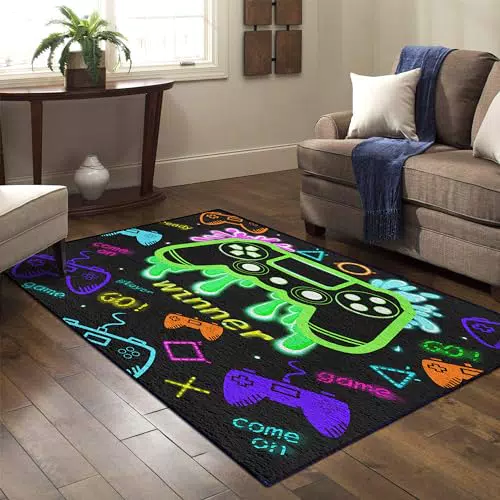 Gamepad-Teppich für Gamer im Teenageralter - Buntes Design - Ideal für Wohnzimmer und Schlafzimmer