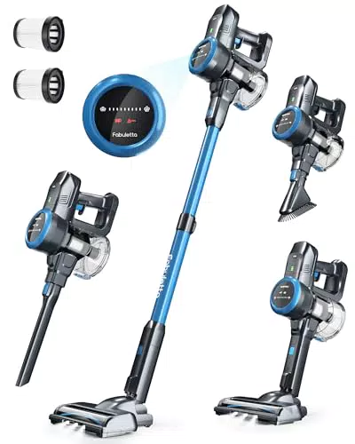 FABULETTA Akku Staubsauger 6 in 1 kabellos mit LED Display und Anti-Tangle-Bürste