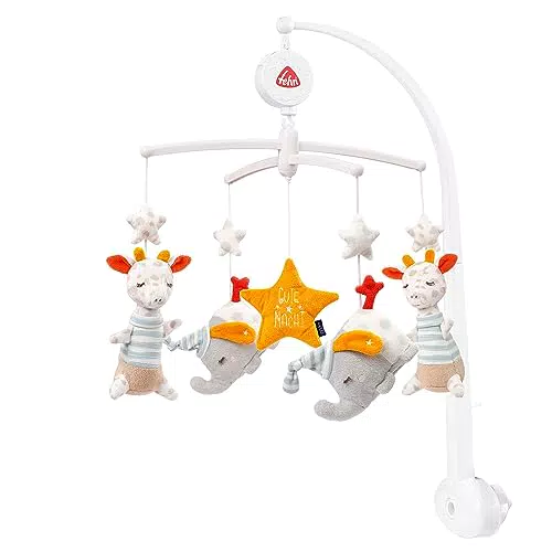 Fehn Musik Mobile Gute Nacht - Baby Einschlafhilfe mit Glow-in-the-dark Bestickung und Sternlein Melodie