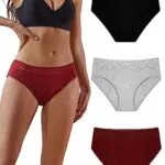 FINETOO Damen Periodenunterhosen aus Baumwolle mit Spitze - Hipster Unterwäsche
