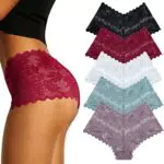FINETOO 5er Pack Unterhosen Damen Spitze Sexy Unterwäsche für Frau Weiche und Bequem Slip Boxershorts Hipster Panties Dessous Mehrpack S-X
