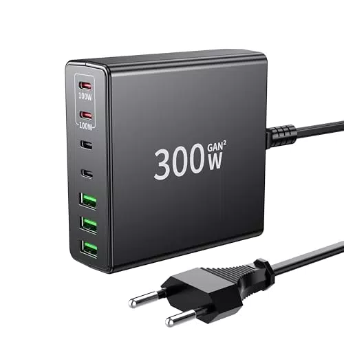FINIBO USB C Ladegerät 300W - 7-Port Schnellladegerät mit Dual-PD PPS Charger