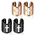Flongo Ohrklemme Edelstahl Ohrringe Ohrstecker Kein Loch Non Piercing Fake Ring Ohrpiercing Helix Cartilage Piercing Kreuz Schwarz Rose Gold