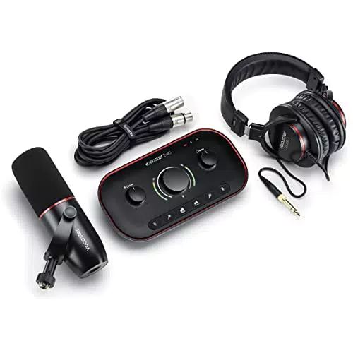 Focusrite Vocaster One Podcast-Audio-Interface für Solo-Aufnahmen. Nutzen Sie Auto Gain