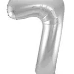 Folat Folienballon Zahl 7 - Silber - Luftballon 86 cm