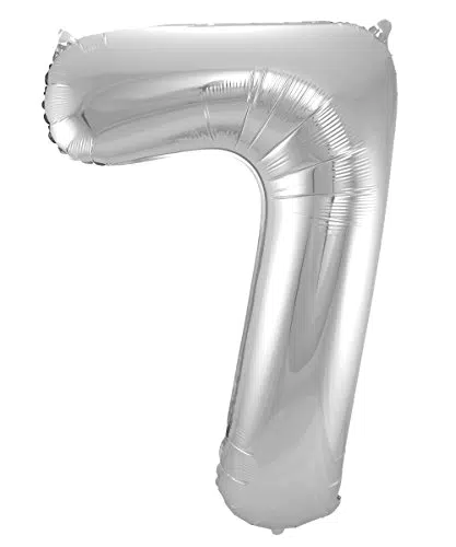 Folat Folienballon Zahl 7 - Silber - Luftballon 86 cm