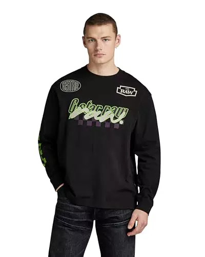 G-STAR RAW Herren Moto Boxy Graphic T-Shirt - Schwarz