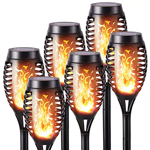 Geemoo Solarleuchten mit Realistischem Flammeneffekt für den Garten - IP65 Wasserdicht