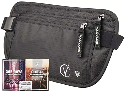 Geldgürtel RFID-geschützt - Flache Bauchtasche für Reisen und Reisepass