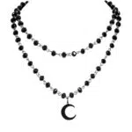 Schwarze Gothic Mond Halskette für Frauen - Weihnachten & Halloween Geschenk