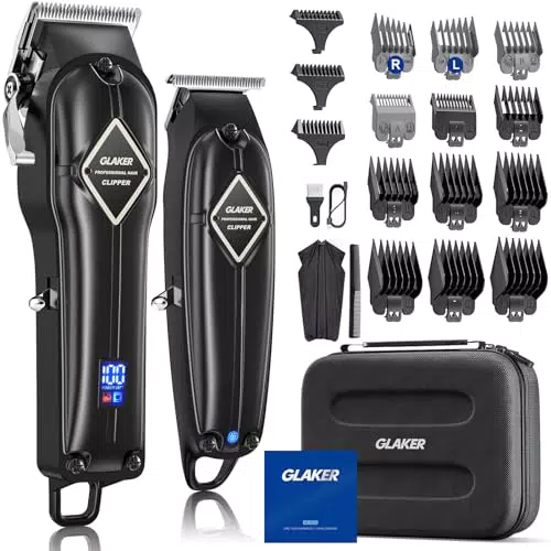 GLAKER Profi Haarschneidemaschine für Herren und Damen - Akku Haarschneider Set mit Bartschneider und Fading Clippers