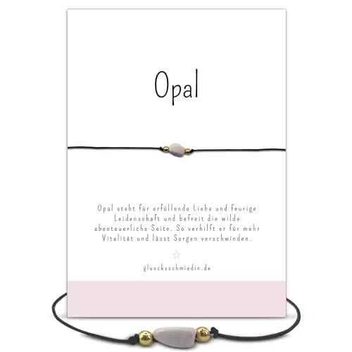 Glücksschmiedin Edelstein Armband Opal mit vergoldeten Perlen handgemacht