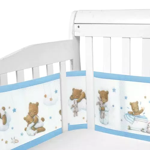 GoGou Babybett Umrandung - Atmungsaktive 3D-Mesh Krippenumrandung für Kleinkinder