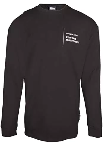 Gorilla Wear Boise Oversized Long Sleeve - Schwarzes Langarmshirt für Bodybuilding und Fitness