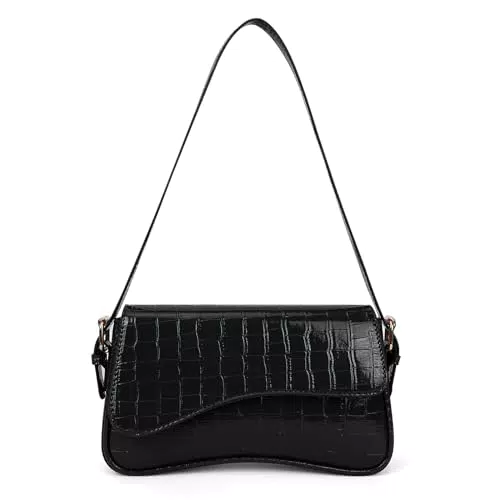 Handtasche Damen Retro Achseltasche aus PU Leder - Schultertasche Tote Umhängetasche - Klein Hobo Tasche - Crossbody Bag - Rot - Schule & Arbeit