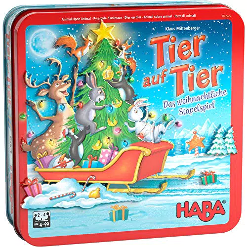 HABA Tier auf Tier - Weihnachtliches Stapelspiel für Kinder ab 4 Jahren