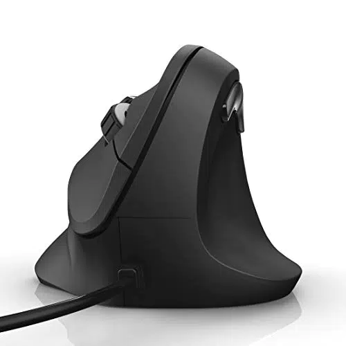 Ergonomische Vertikalmaus für Rechtshänder - Kabelgebunden, 3 Geschwindigkeitsstufen bis 1800dpi - Schwarz