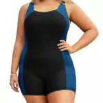 Hanna Nikole Damen Einteiliger Badeanzug Bauchweg Monokini Marineblau Rot