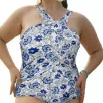 Hanna Nikole Damen Badeanzug Set - Einteiliger Cross Neckholder Push-Up Monokini