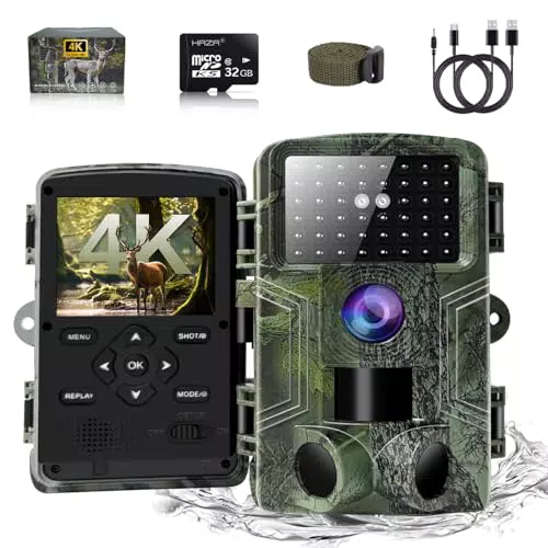 HAZA Wildkamera 4K HD mit Bewegungsmelder und Nachtsicht - Wasserdicht Outdoor