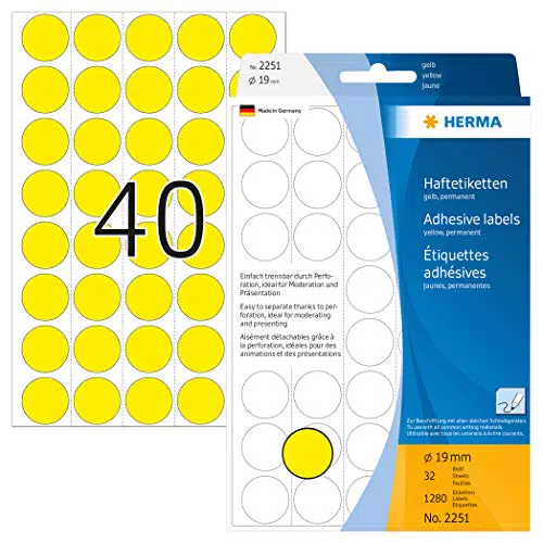 HERMA 2251 Punktaufkleber selbstklebend Ø 19 mm für Kalender Planer