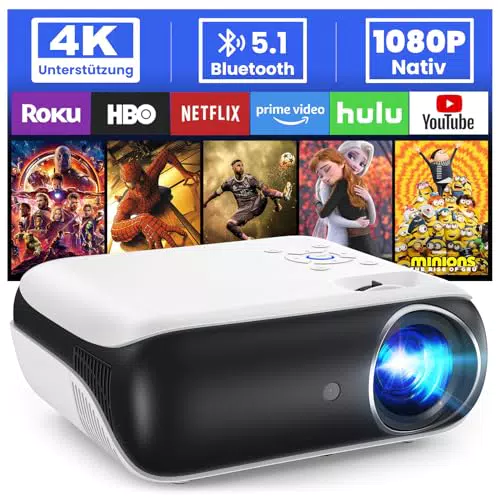 HOPVISION Beamer Full HD 1080P Bluetooth 4K Mini Heimkino Projektor