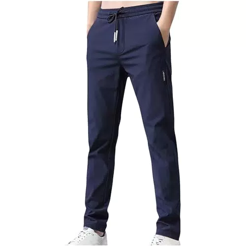 Sommerhose Herren Loose Fit Freizeithose aus Baumwolle mit Tunnelzug und Taschen - Dunkelgrau