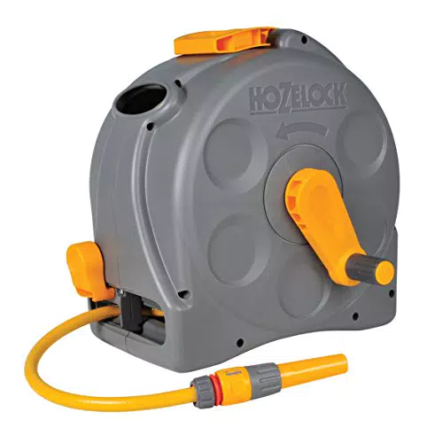 Hozelock Schlauchbox 25 m 2in1: Tragbar oder Wandmontage, leichtes Aufrollen, inkl. Schlauchspritze - SEO-optimiert.