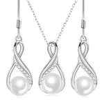 Huacan Schmuckset 925 Sterling Silber mit Süßwasserperlen für Braut und Brautjungfer