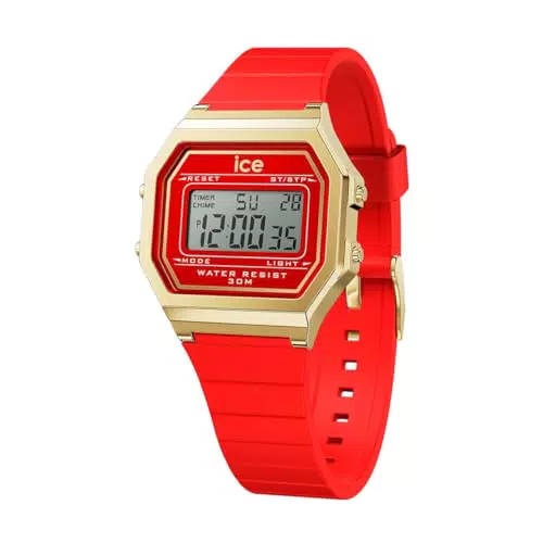 Ice-Watch Damenuhr mit Plastikarmband - Retro Design - Rot