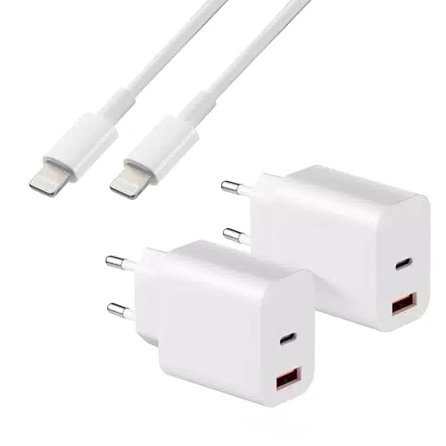 Schnellladegerät USB C Dual Port für iPhone, Samsung, Xiaomi uvm.