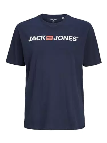 Herren Jack & Jones Designer Rundhals T-Shirt JJECORP Logo Übergrößen Kurzarm Jersey Plus +Size Shirt