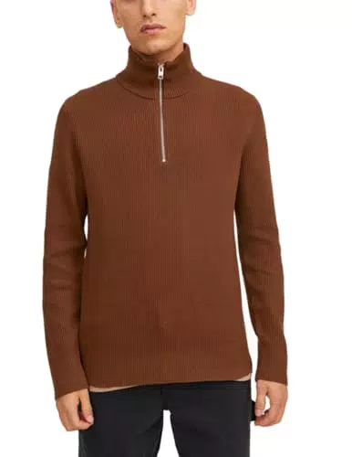 Jack & Jones Herren Strickpullover mit Halbem Reißverschluss
