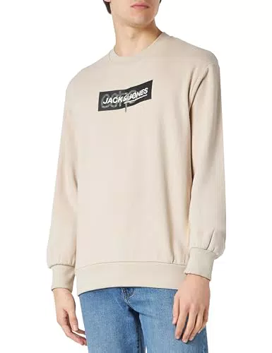 JACK & JONES Herren Sweatshirt mit Logo-Print, Rundhalsausschnitt
