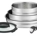 Jamie Oliver by Tefal Ingenio Kochgeschirr-Set | Backofenfest bis 250°C | Thermo-Spot-Anzeige | PFOA-frei | Für alle Herdarten inkl. Induktion | Edelstahl/schwarz