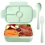 Jeopace Bento Box Kinder Brotdose Lunchbox mit 4 Fächern, spülmaschinenfest und mikrowellenfest