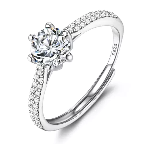 Verlobungsring Damen Silber 925 mit Cubic Zirkonia - Glänzender Silberring für Frauen