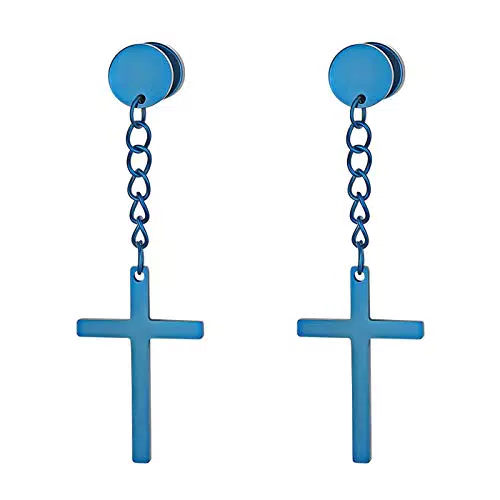 JewelryWe Kreuz Ohrstecker mit Kruzifix und Schraube für Helix und Tragus