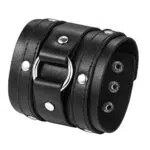 JewelryWe Herren Lederarmband Gotik Ring Nieten geflochten Punk Rock Biker