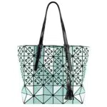 Damen Handtasche Shopper mit geometrischem Irrlichtmuster - Schultertasche mit Quasten