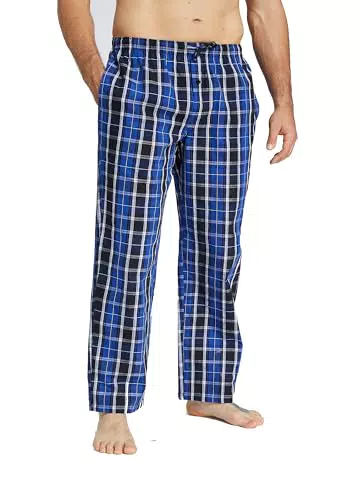 Jveyvth Herren Pyjamahose 100% Baumwolle mit Taschen und Knopfleiste