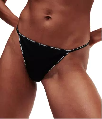 KARL LAGERFELD Damen G-String mit Mini-Logo - Schwarz
