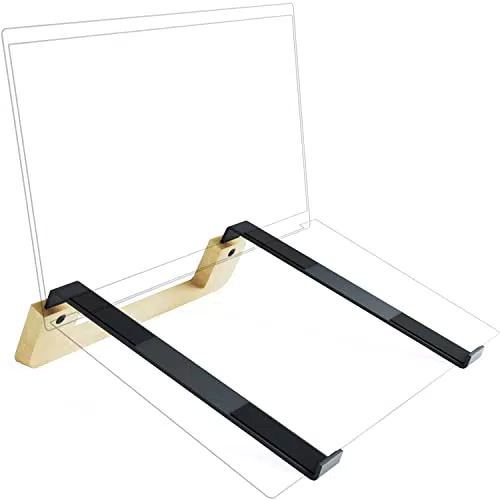 KD Essentials Laptop Ständer aus stabilem Metall und Bambus - Ergonomische Notebook Erhöhung für Tablets/Laptops 10" bis 16"