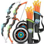 KIZJORYA Kinder LED-Bogenschießen-Set für Outdoor-Spiele - Pfeil und Bogen Spielzeug