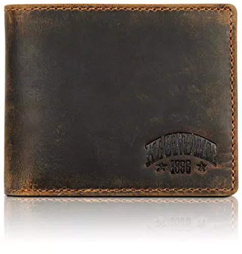 Klondike 1896 Caleb Herren Geldbörse aus Leder - Schwarzes Querformat - Geldbeutel für Männer